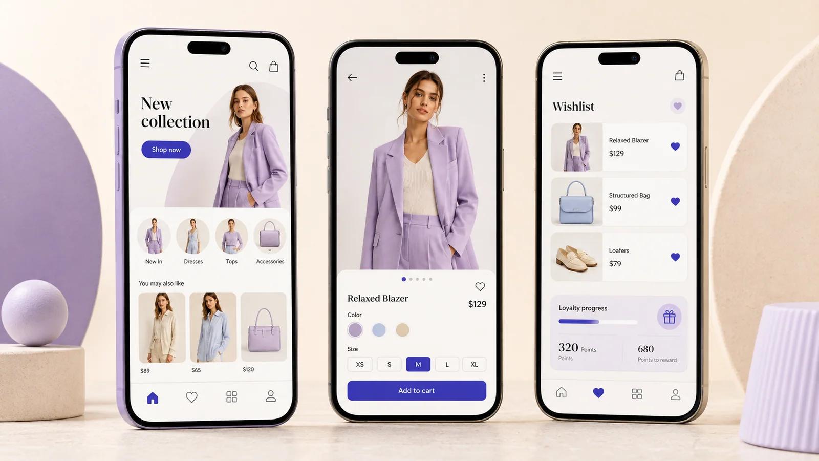 Мокап інтерфейсів мобільного застосунку для e-commerce